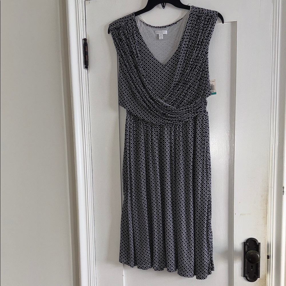Charter Club Black and White Patterned Midi Dress